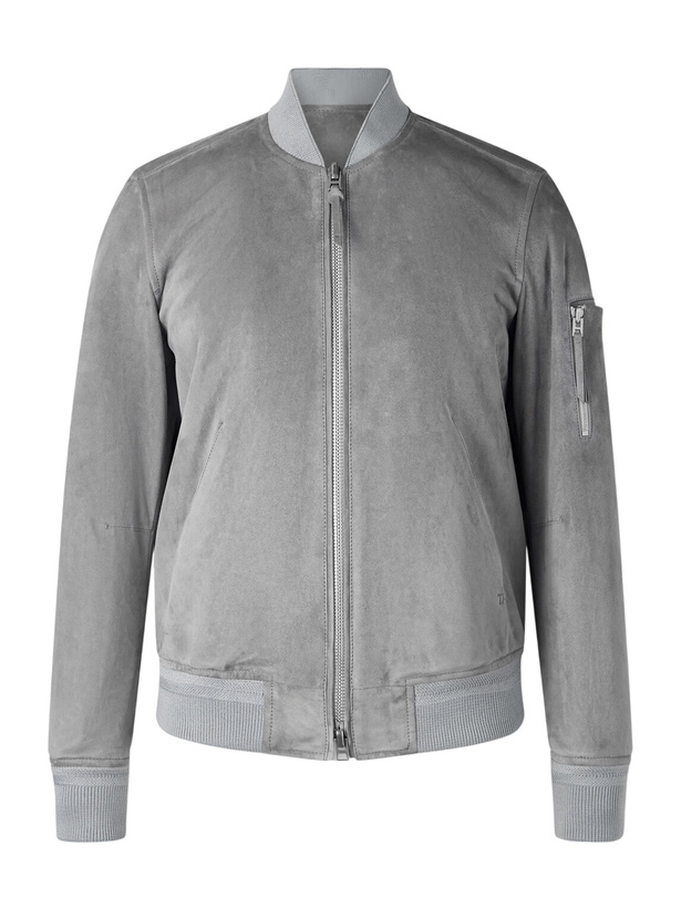 Photo: TOM FORD - Slim-Fit Suede Bomber Jacket - Gray