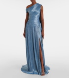 Marmar Halim Draped pleated silk chiffon gown