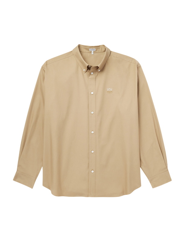 Photo: LOEWE - Anagram-Embroidered Cotton Shirt - Neutrals