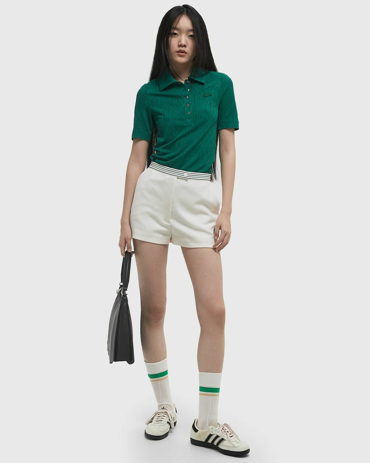 Lacoste JACQUARD LAYLA POLO Green Womens Shirts & Blouses/Shortsleefe