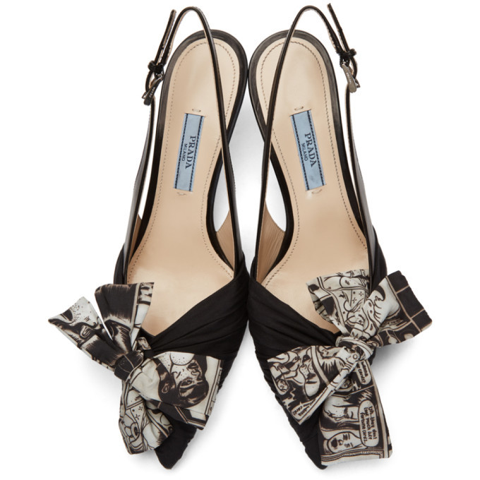 Prada Black Comic Ribbon Heels Prada