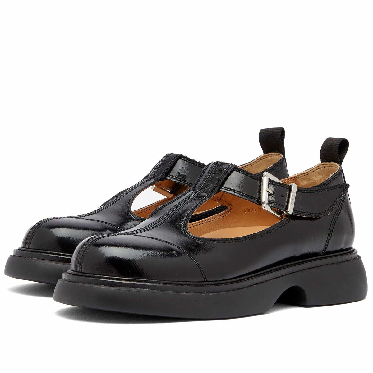 GANNI Women's Mary Jane Tonal Naplack in Black/Black GANNI