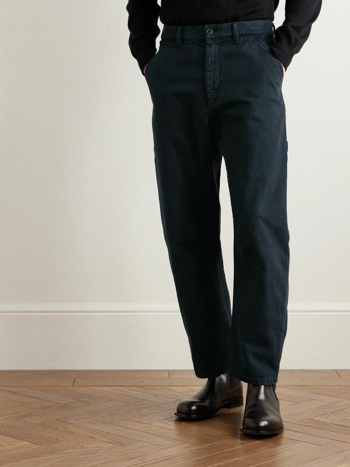 Nili Lotan - Emir Straight-Leg Cotton-Blend Twill Trousers - Blue
