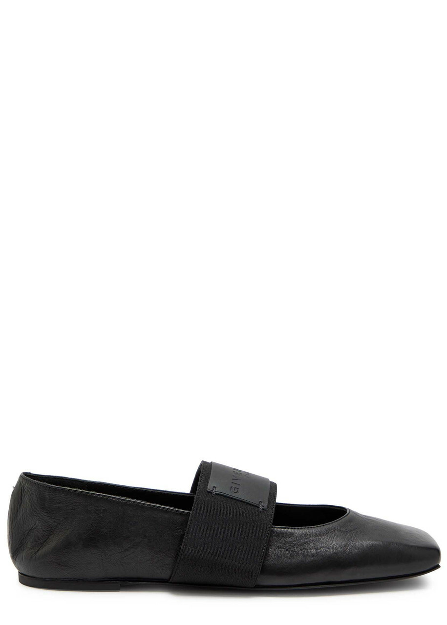 Givenchy Logo-appliquéd Leather Ballet Flats Black