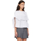 sacai White Poplin Cotton Jersey T-shirt