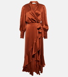 Zimmermann - Wrap silk satin midi dress