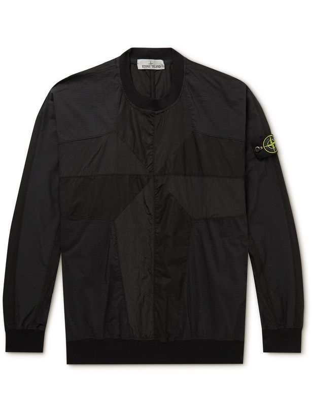 Photo: Stone Island - Garment-Dyed Cotton-Blend Shell and Ripstop Sweatshirt - Black