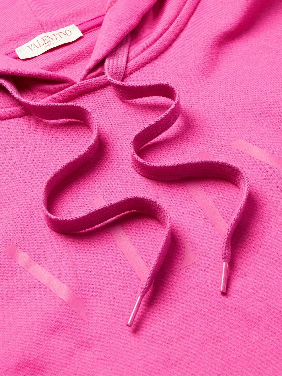 Valentino - Logo-Print Cotton-Blend Jersey Hoodie - Pink Valentino