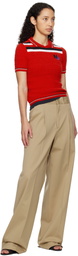 MSGM Beige Faille Pleats Trousers