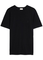 Saint Laurent Logo-embroidered Wool T-shirt Black