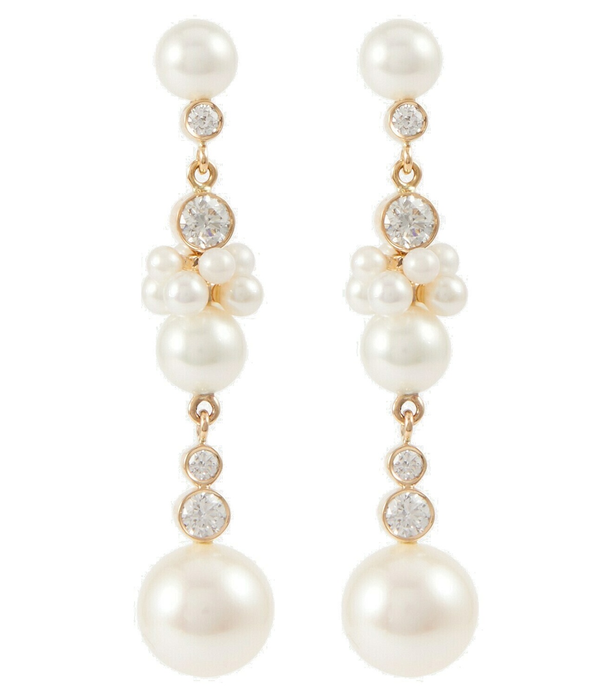 Sophie Bille Brahe - Rêve de Tulipe 14kt gold earrings with diamonds ...
