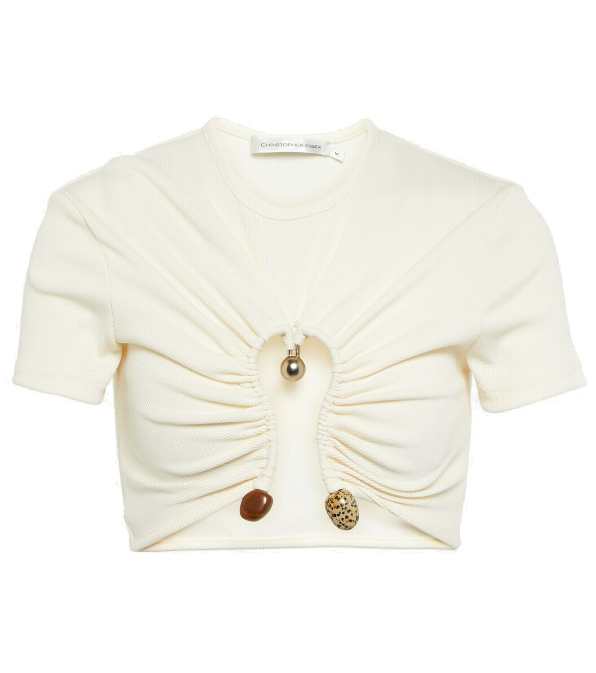 CHRISTOPHER ESBER One-sleeve cutout twisted stretch ribbed
