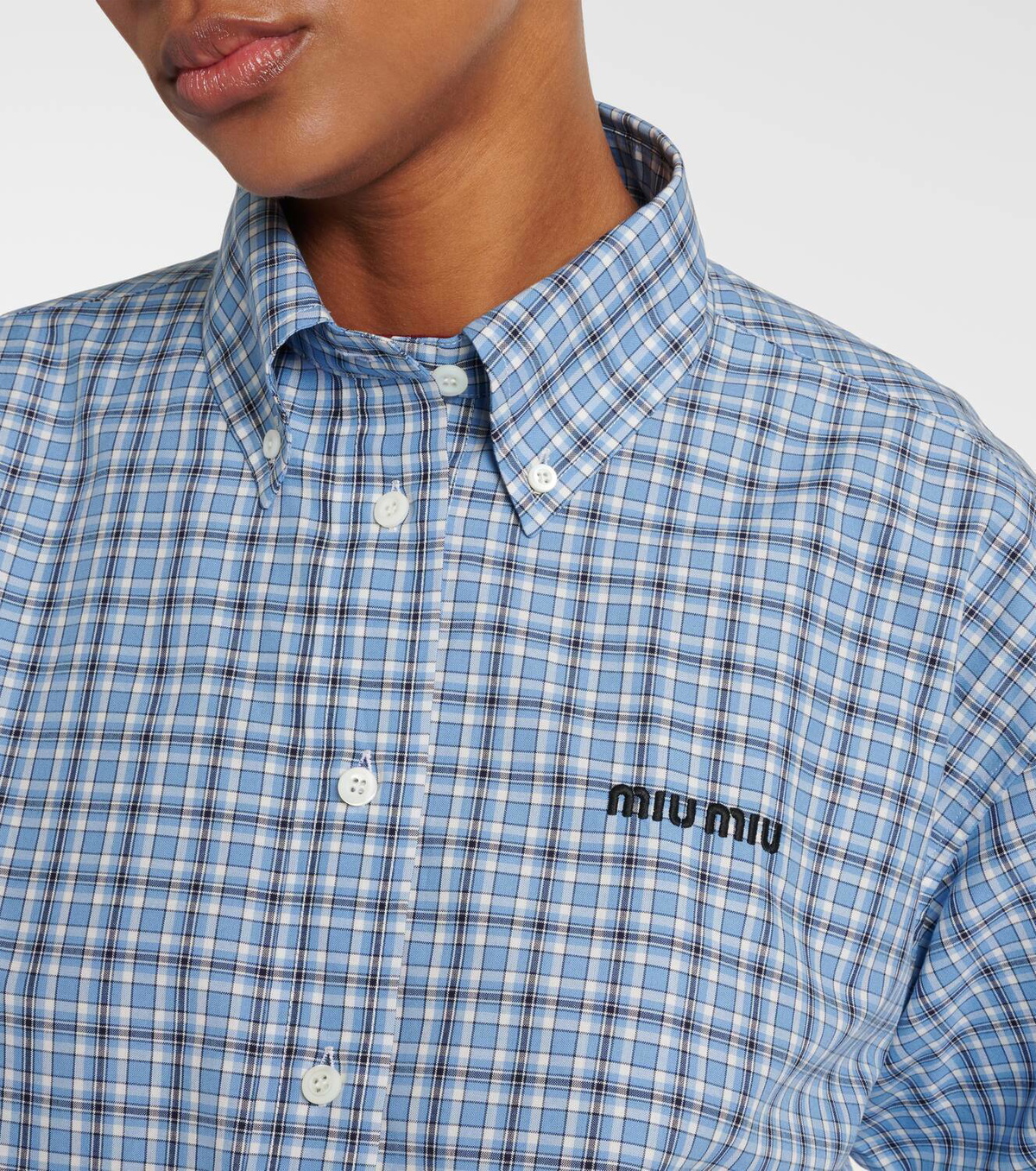 Miu Miu Cropped checked cotton shirt