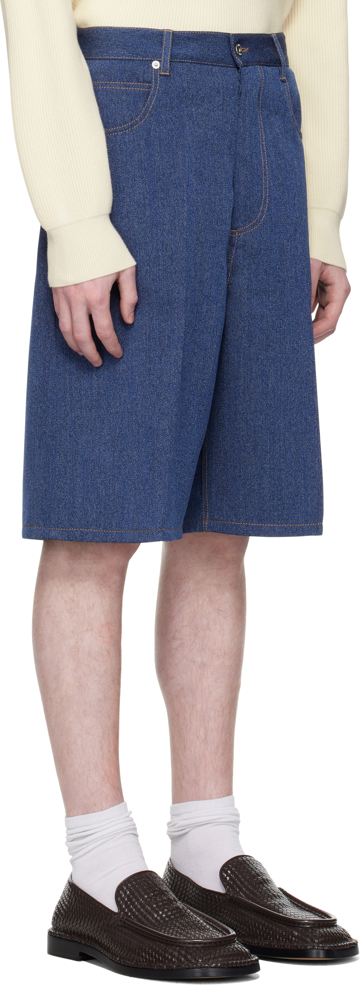 Bottega Veneta Blue Melange Drill Shorts