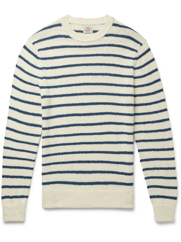 Photo: FAHERTY - Striped Organic Cotton Sweater - Blue