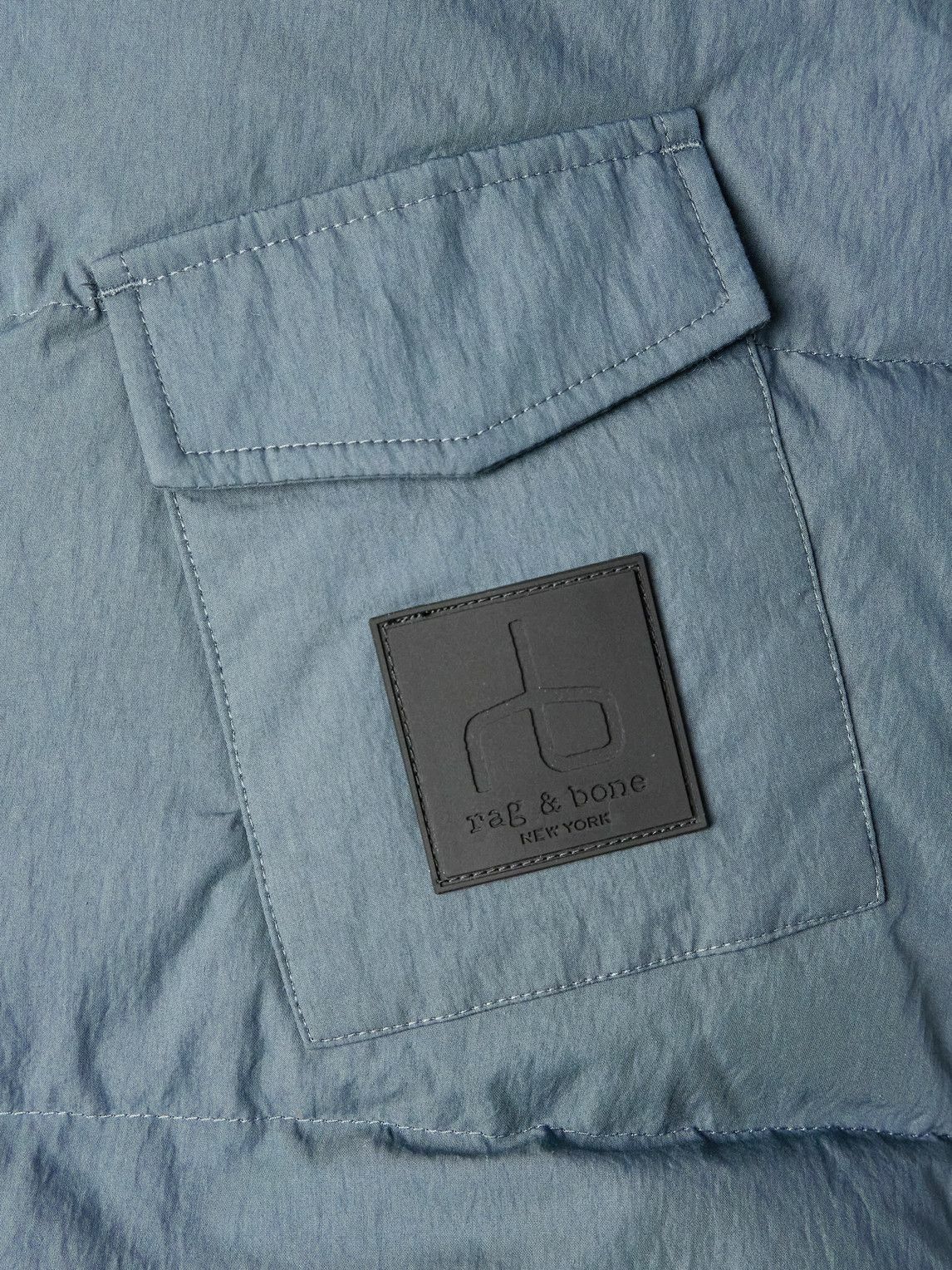 Rag & Bone - Logo-Appliquéd Quilted Cotton-Blend Shell Hooded Down Jacket - Blue