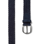 Anderson's - 3.5cm Navy Woven Suede Belt - Blue