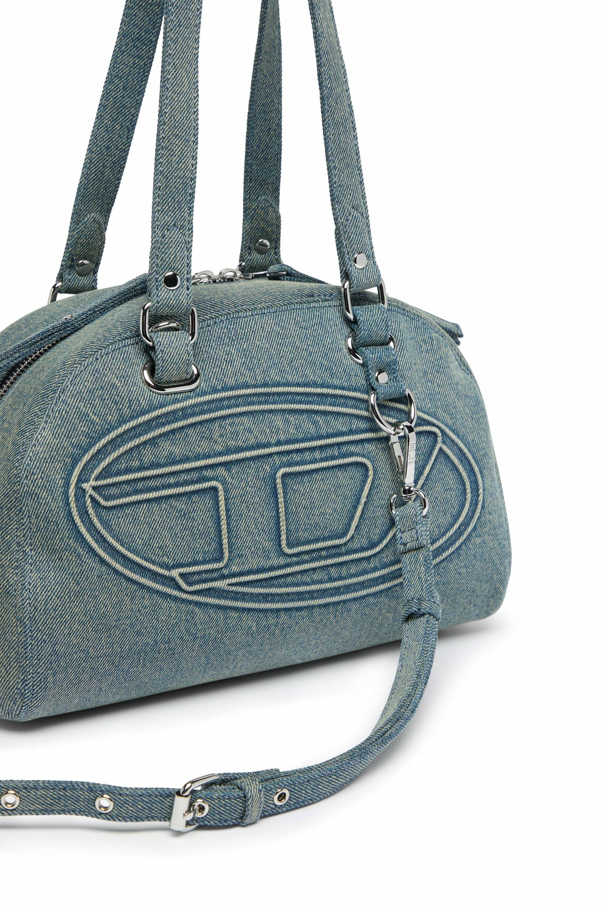 Diesel 1DR Dome-Shoulder bag in denim with Oval D logo - Shoulder Bags - Unisex - Blue