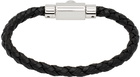 Ferragamo Black Braided Leather Bracelet