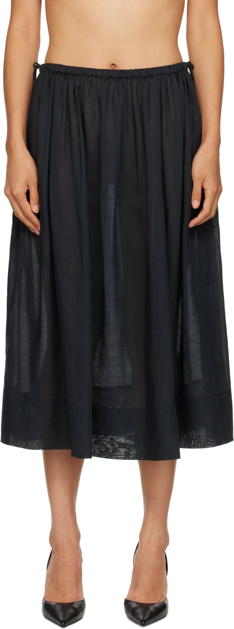 St. Agni Black Transparent Midi Skirt