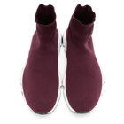 Balenciaga Burgundy and White Graffiti Sole Speed High-Top Sneakers