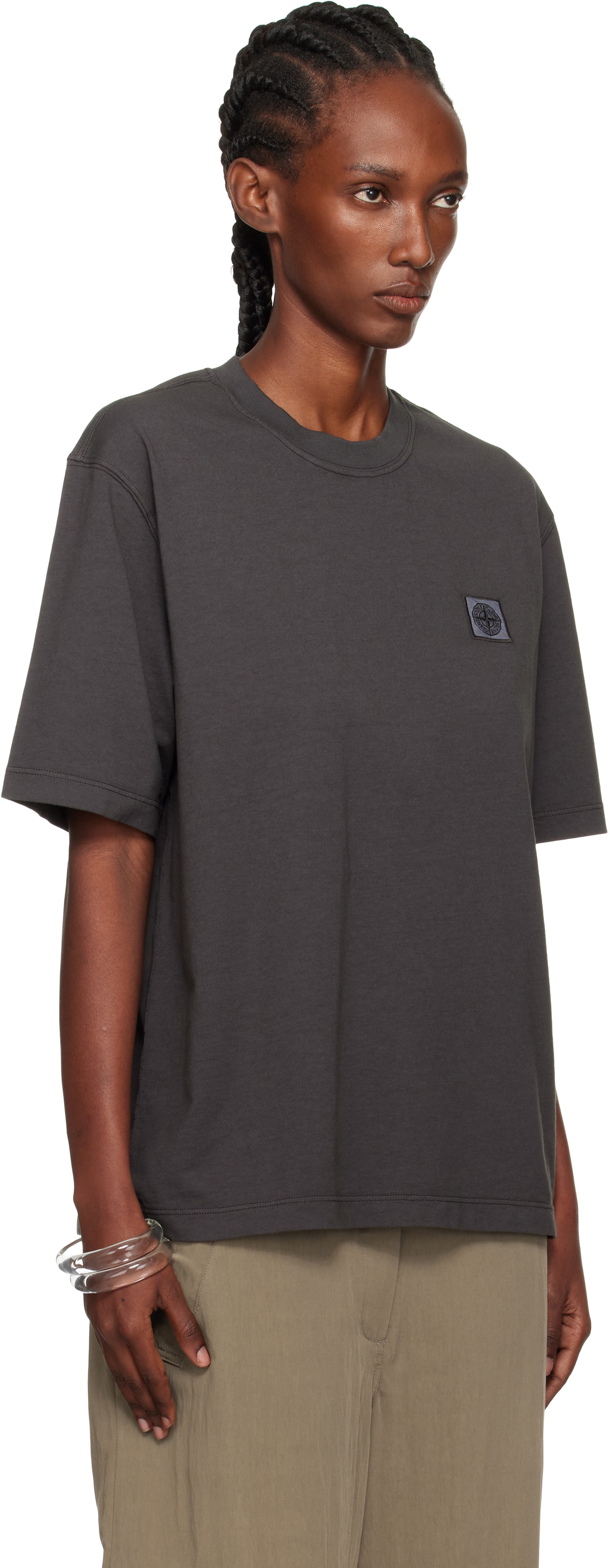 Stone Island Gray 2100025 Combed Organic Cotton Jersey T-shirt