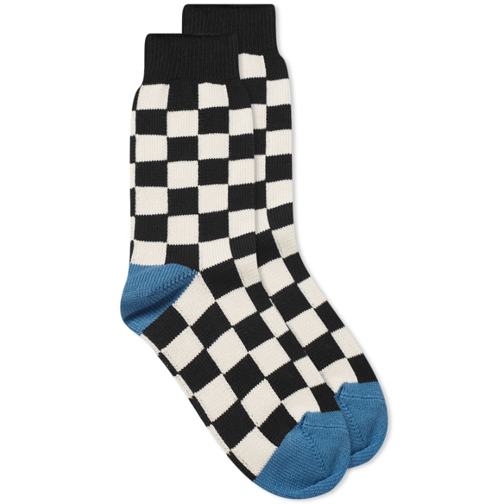 Photo: RoToTo Checkerboard Crew Sock in Black/White