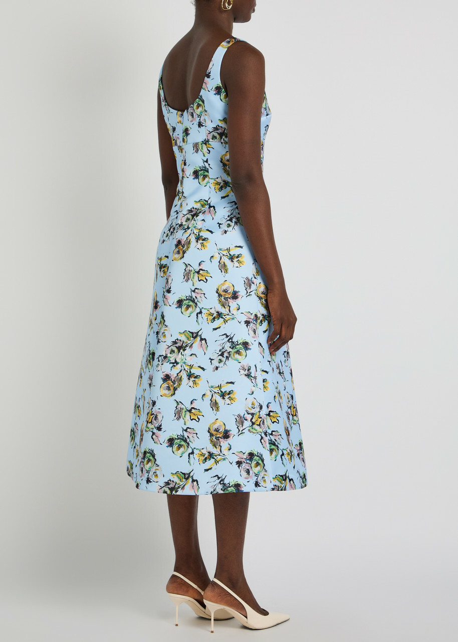 Emilia Wickstead Abella Floral-print Satin Midi Dress Green
