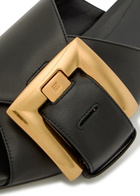 Balmain Oversized Buckle Leather Sandals Black