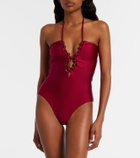 Adriana Degreas Beaded halterneck swimsuit