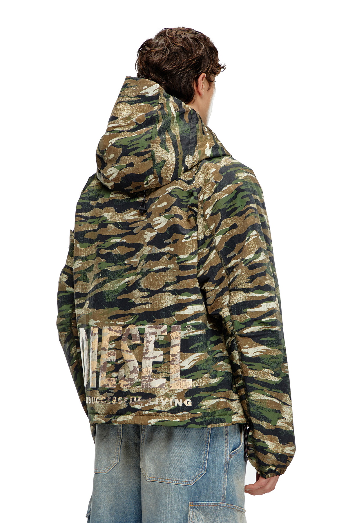 Diesel Camouflage hooded jacket - Jackets Mens in Multicolor Diesel