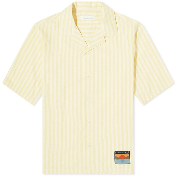 Photo: Maison Kitsuné Men's Stripe Vacation Shirt in Light Yellow Stripe