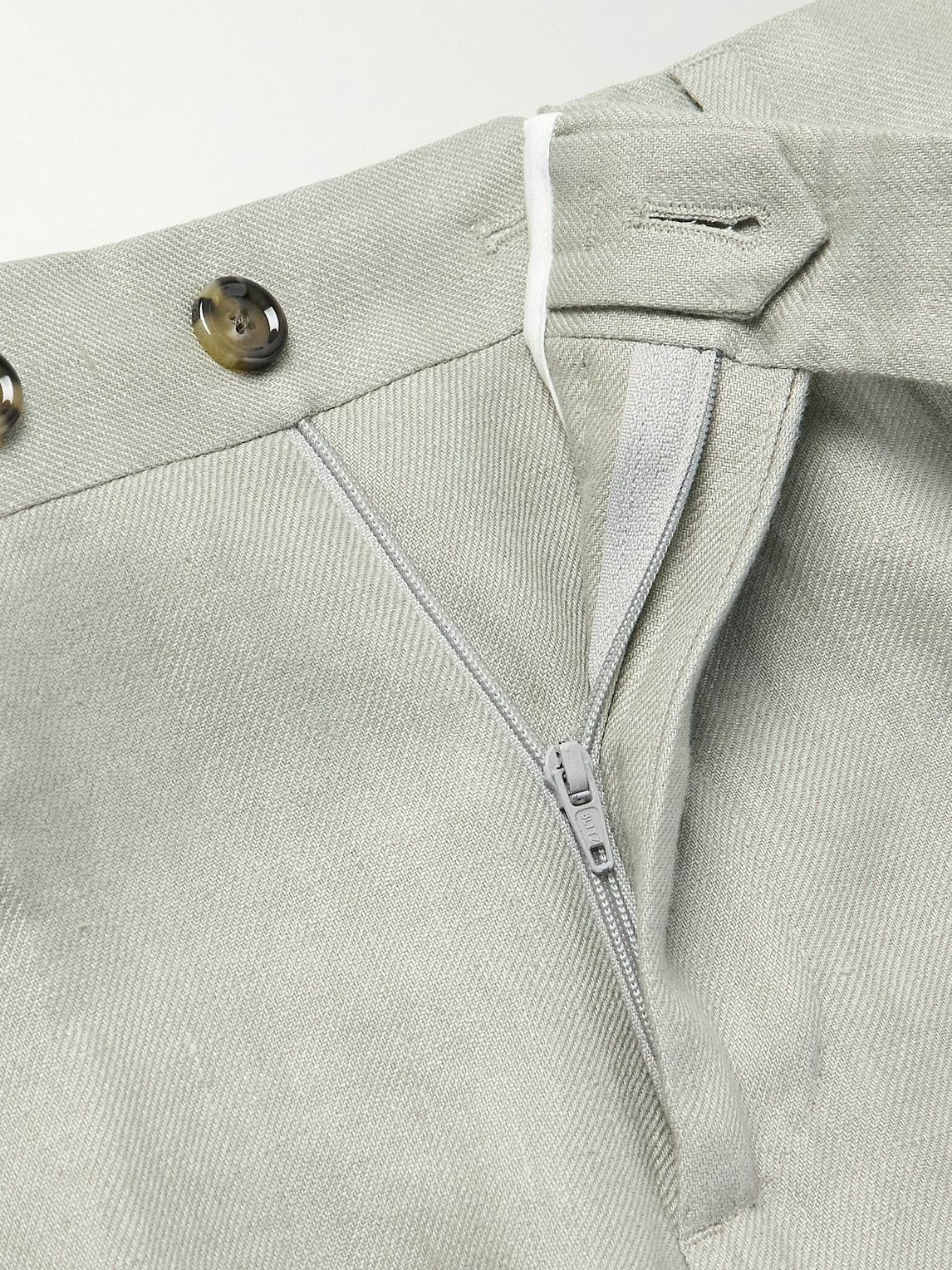 Lardini - Soho Tapered Pleated Linen-Twill Trousers - Green