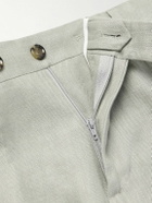 Lardini - Soho Tapered Pleated Linen-Twill Trousers - Green