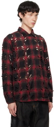 Juntae Kim Red Laser-Slashed Shirt