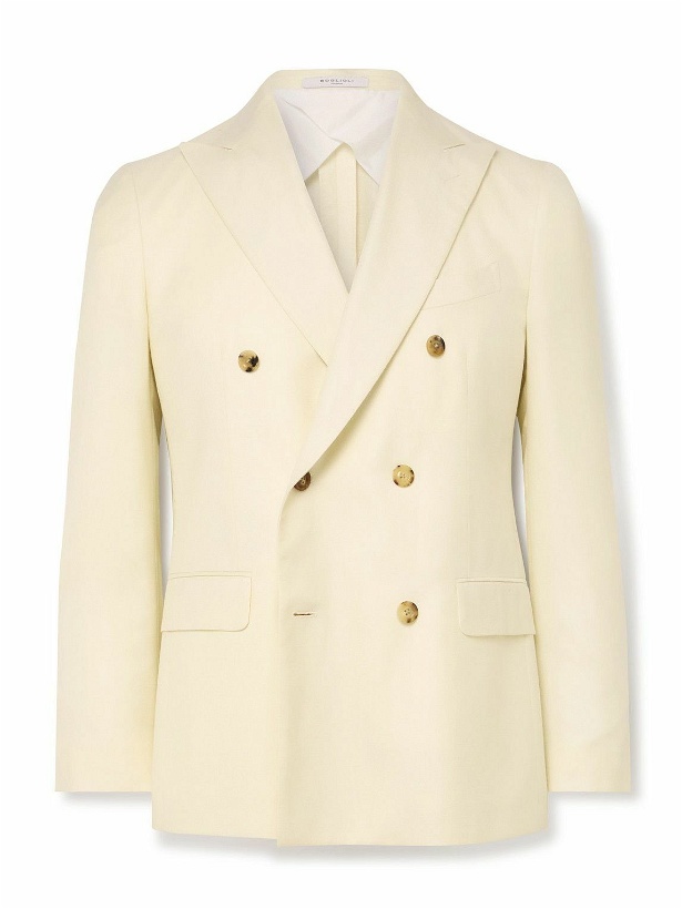 Photo: Boglioli - Double-Breasted Wool, Cashmere, Silk and Linen-Blend Tuxedo Jacket - Neutrals