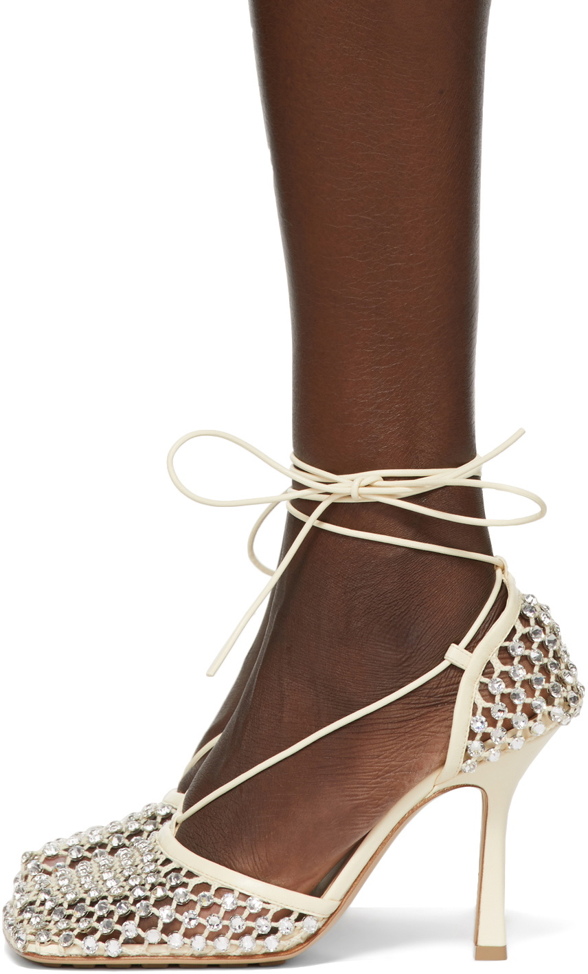 Bottega Veneta Beige Sparkle Stretch Heels Bottega Veneta