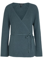 Eileen Fisher Ribbed Cotton-blend Wrap Cardigan Blue