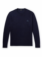 Etro - Logo-Embroidered Cotton and Cashmere-Blend Sweater - Blue