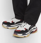 Balenciaga - Triple S Mesh, Nubuck and Leather Sneakers - Black