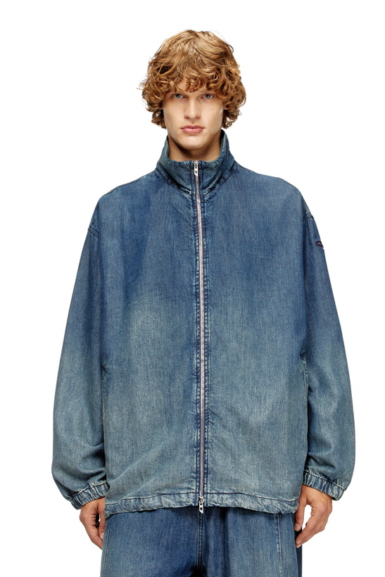 Photo: Diesel Zipped jacket in fluid denim - Denim Jackets Mens in Blue