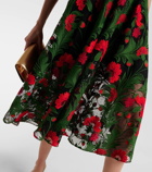 Oscar de la Renta Floral strapless lace gown