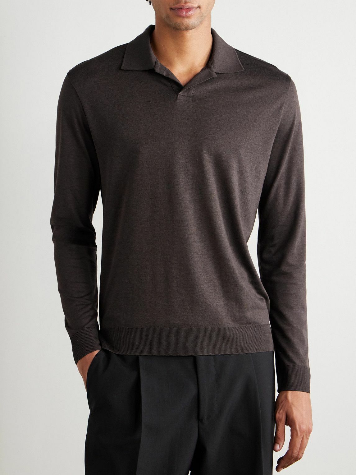 Altea - Pierre Lyocell and Cotton-Blend Jersey Polo Shirt - Brown