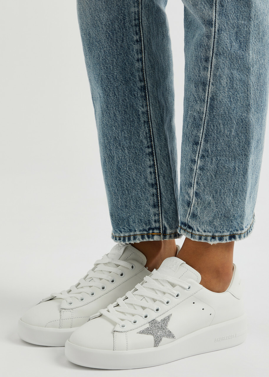 【関税&送料込】Golden  Deluxe Brand White Leather Pure Golden Goose Pure Star Swarovski-embellished Leather