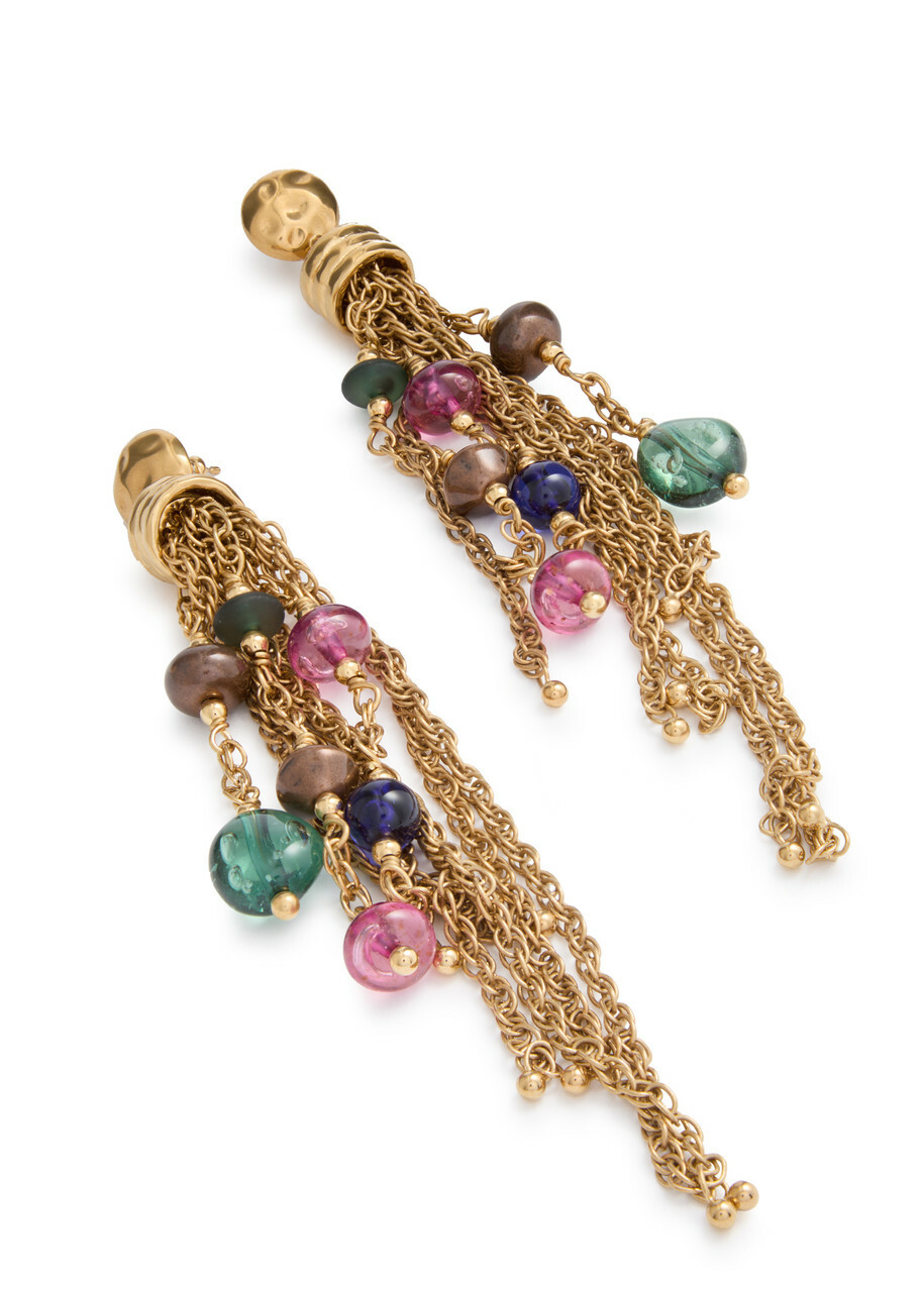 Chloe The Pompoms Tassel Drop Earrings - Gold - One Size Chloe