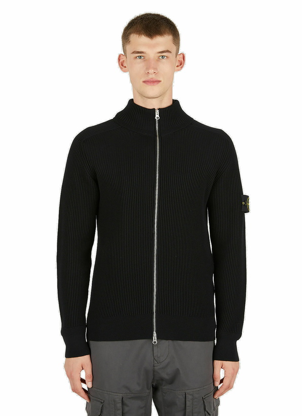Photo: Zip Up Compass Patch Sweater in Black