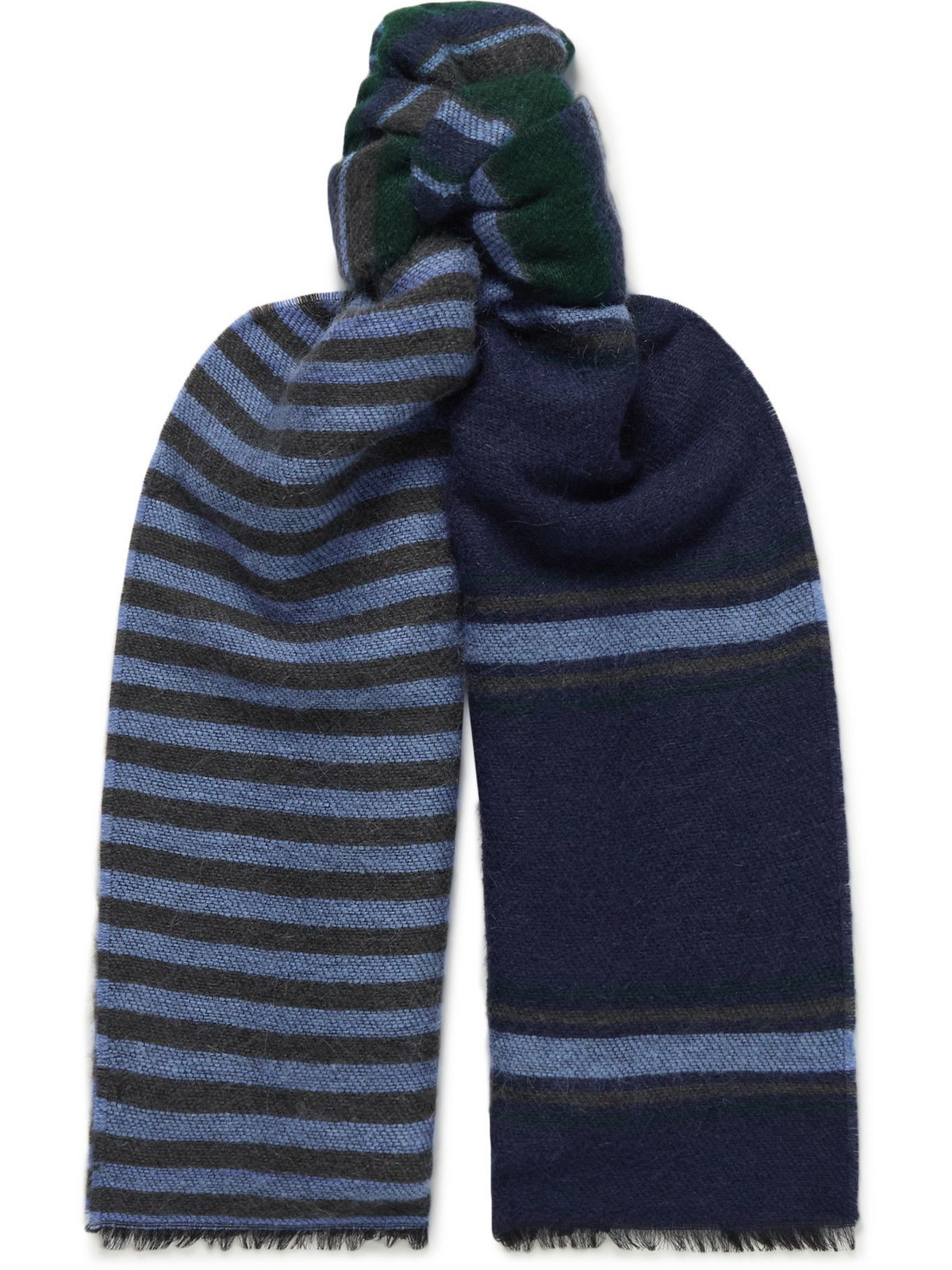 Paul Smith - Frayed Striped Knitted Scarf Paul Smith