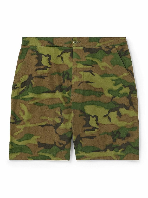 Photo: Officine Générale - Piece Camouflage-Print Cotton-Ripstop Shorts - Green
