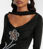 David Koma Embellished draped jersey minidress