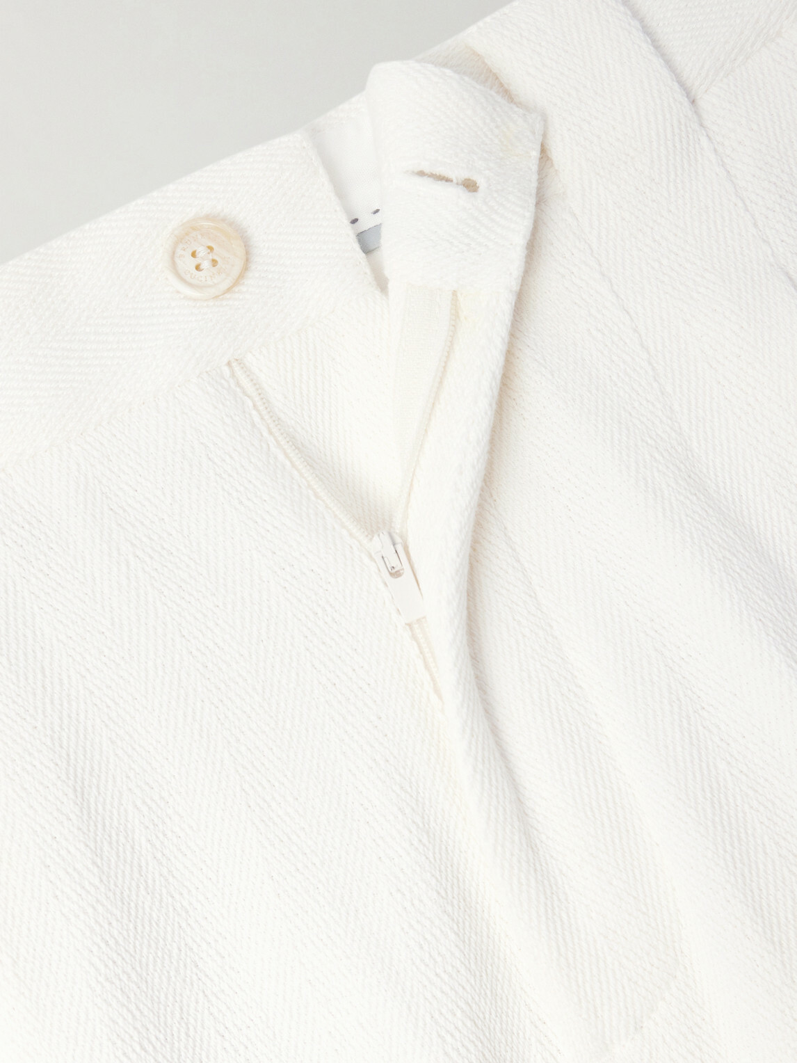 Brunello Cucinelli - Straight-Leg Pleated Herringbone Cotton and Linen-Blend Trousers - White